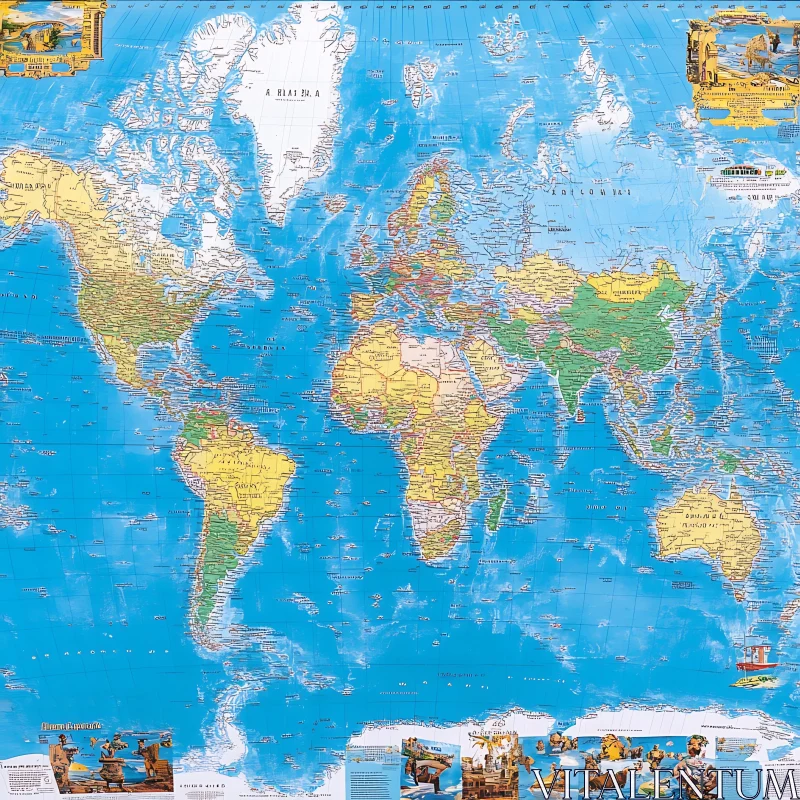 Geographic World Map Print AI Image