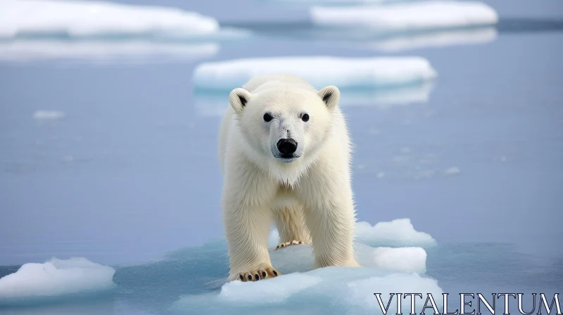 Arctic Polar Bear on Ice Floe - Environmental Awareness AI Image