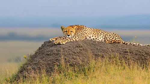 Cheetah Lounging in the African Savannah