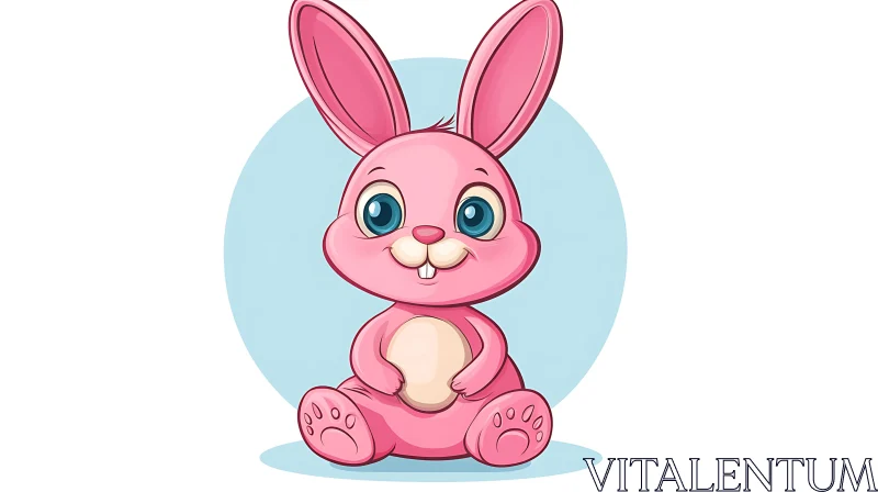 Cartoon Pink Bunny Illustration AI Image