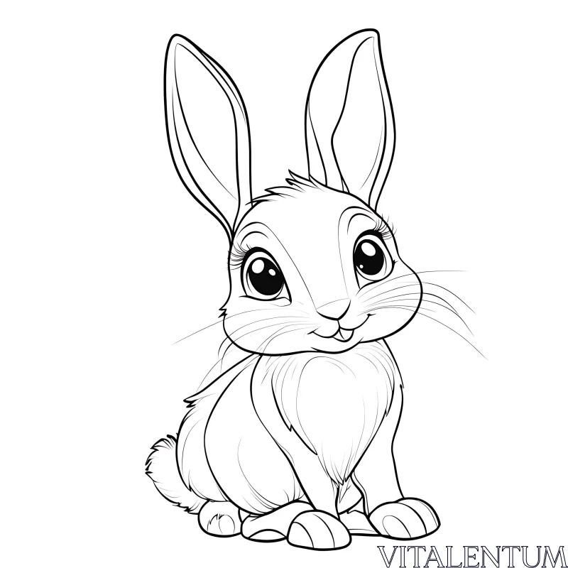 Monochrome Bunny Illustration for Children AI Image