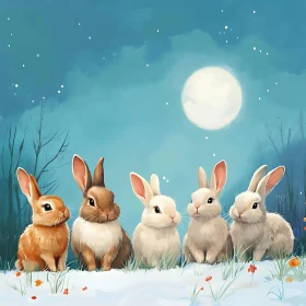 Moonlit Bunny Gathering