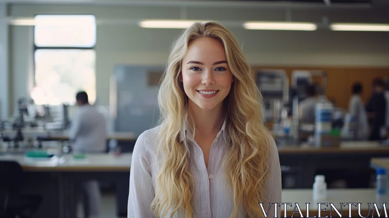 Smiling Woman with Blonde Hair AI Image