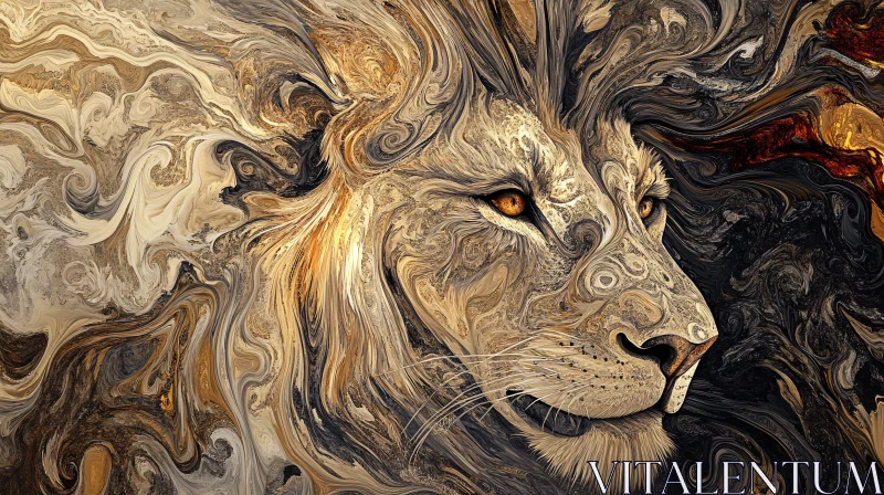 AI ART Swirling Lion - Abstract Animal Art