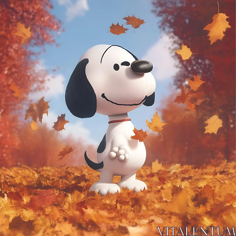 Animated Dog in Fall Scenery AI Image