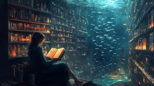 Submerged Serenity: A Reader's Aquatic Dream