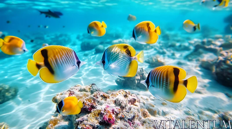 Shoal of Butterflyfish near Coral Reef AI Image