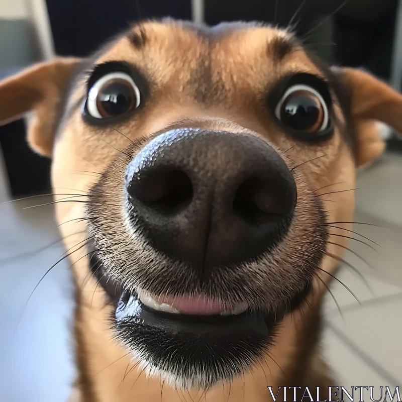 Amusing Dog Close-Up: Curiosity on Display AI Image