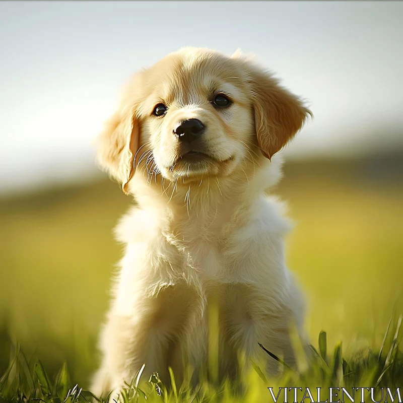 Golden Retriever Puppy Outdoors AI Image