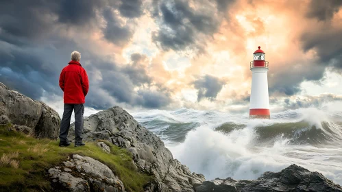 Seascape with Lighthouse and Observer