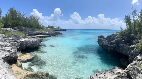 Coastal Serenity: Turquoise Sea and Rocks