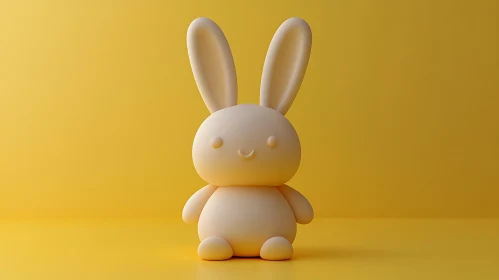 Cute Bunny Figure Against Yellow Backdrop