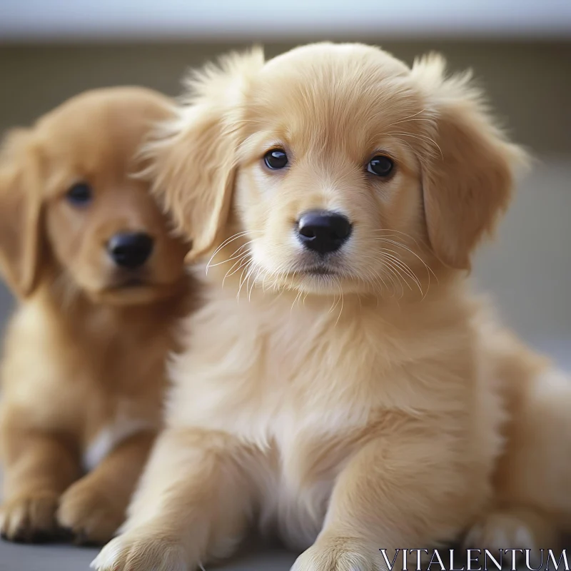 Charming Golden Retriever Puppies AI Image