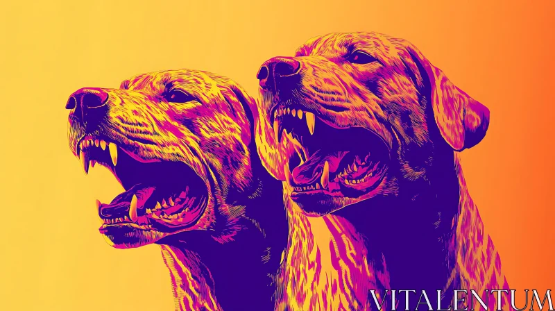 Colorful Digital Art of Dogs in Pop Art Style AI Image