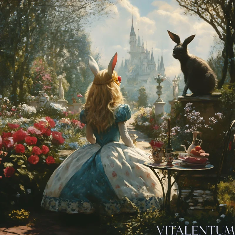 Alice in Wonderland Garden View AI Image