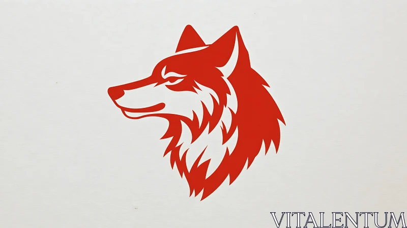 AI ART Red Wolf Head Minimalist Illustration