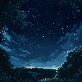 Starry Night Over a Tranquil Landscape