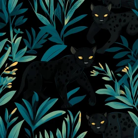 Black Panthers and Teal Foliage
