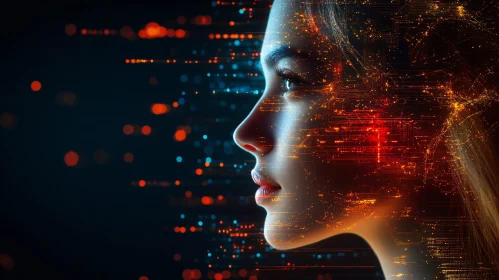 Futuristic Woman with Digital Overlay