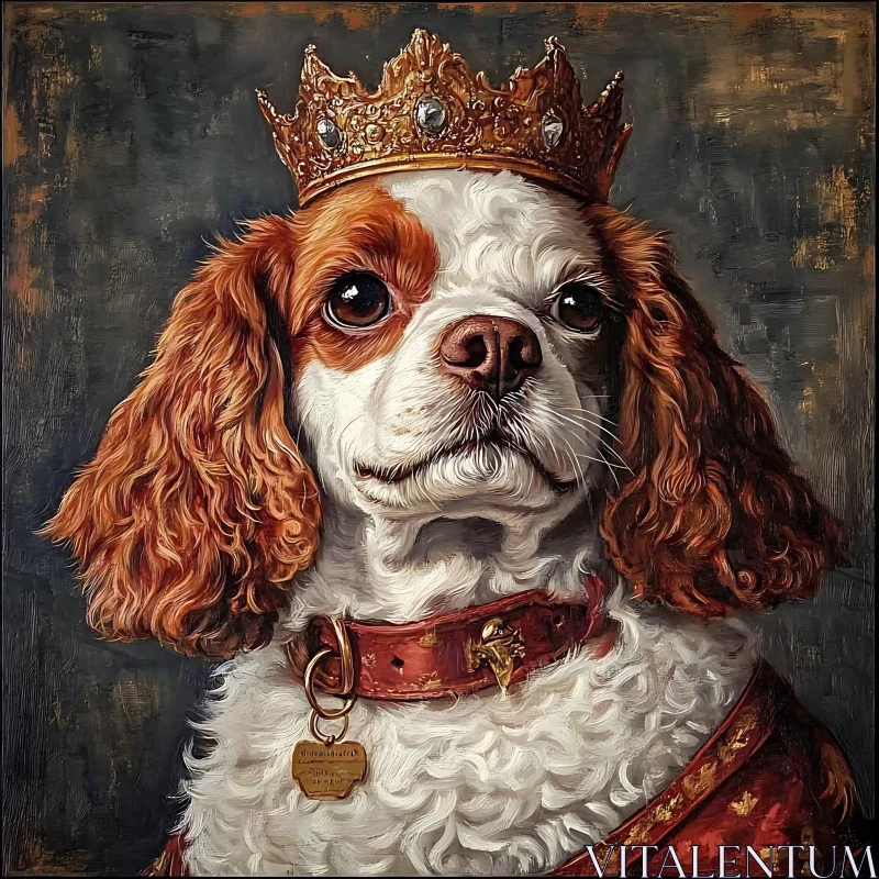 Majestic Dog in Golden Crown AI Image