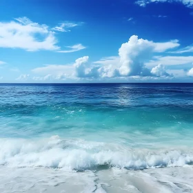 Coastal Scene with Turquoise Sea and Clouds