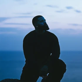 Bearded Man Silhouette Portrait