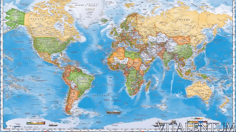 Colorful World Map Depicting Continents AI Image