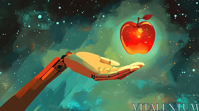 AI ART Surreal Apple Offering in Cosmic Art