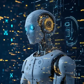 Futuristic Robot with Glowing Eyes