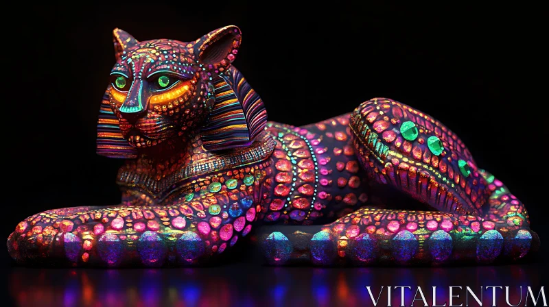 Colorful Feline Figurine AI Image