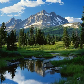 Scenic Mountain Range and River View