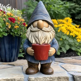 Gnome Holding Pot Garden Decor