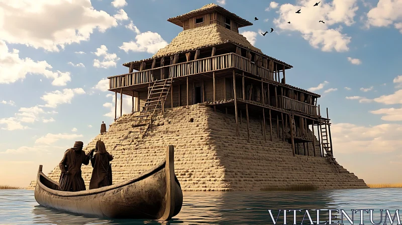 Historical Pyramid on the Water AI Image