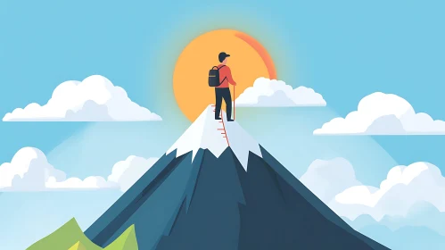 Illustration of a Person on Mountain