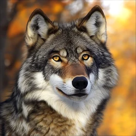 Close-Up of a Wolf with Yellow Eyes