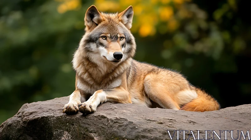 Resting Wolf in Natural Habitat AI Image