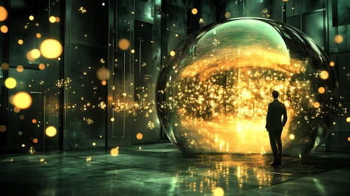 Man and the Glowing Orb