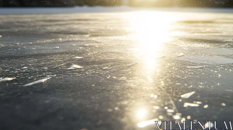 Sunlit Frosty Ice Texture AI Image