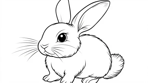 Monochrome Bunny Drawing - Cute Rabbit Illustration