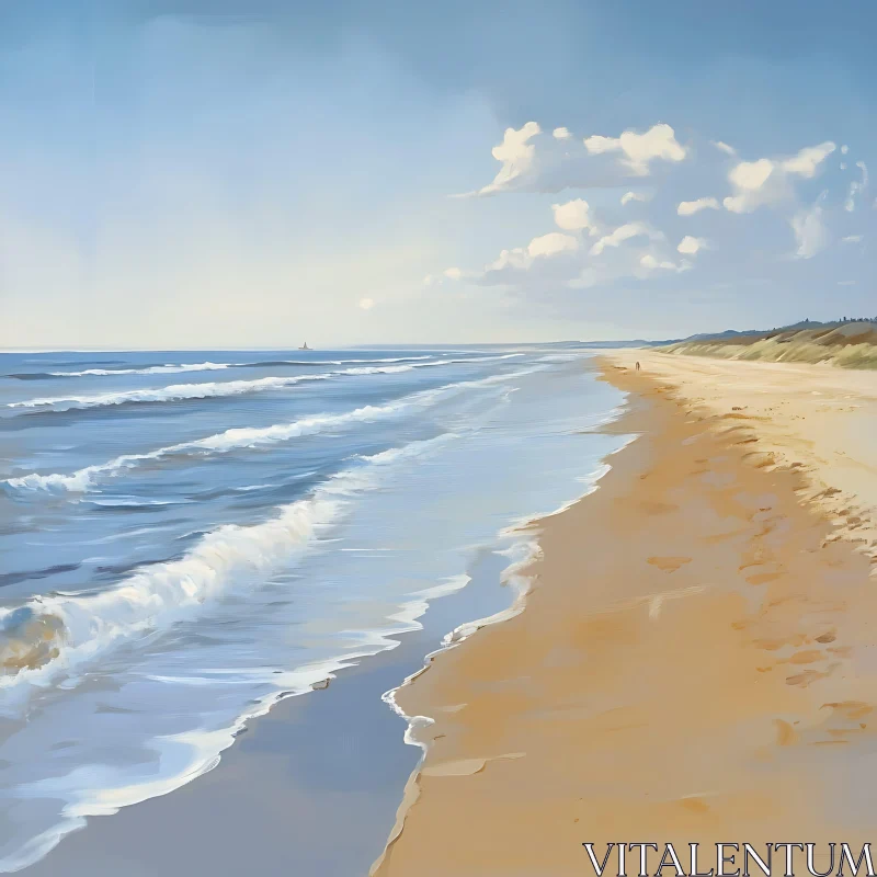 AI ART Peaceful Ocean View with Sandy Shore