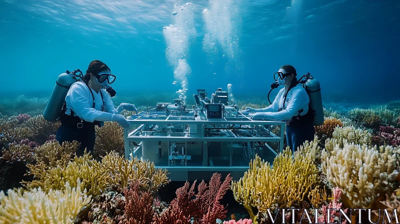 AI ART Coral Reef Exploration by Scuba Divers