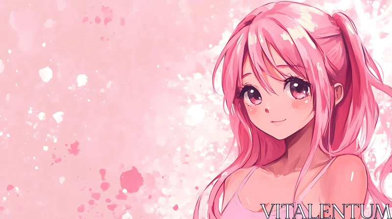 Cute Pink-Haired Anime Girl Illustration AI Image