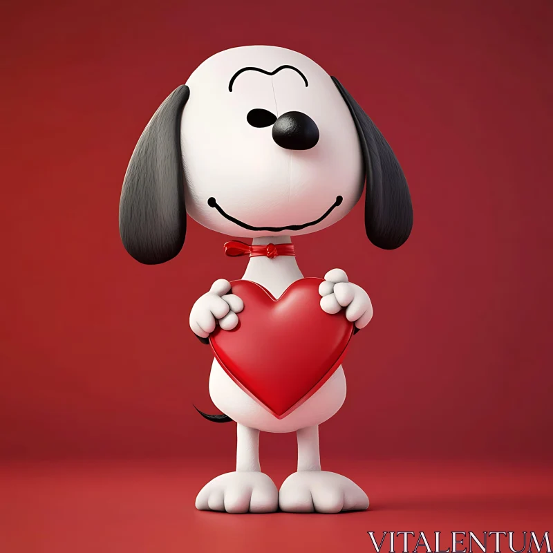 AI ART Cute Cartoon Character Holding Heart