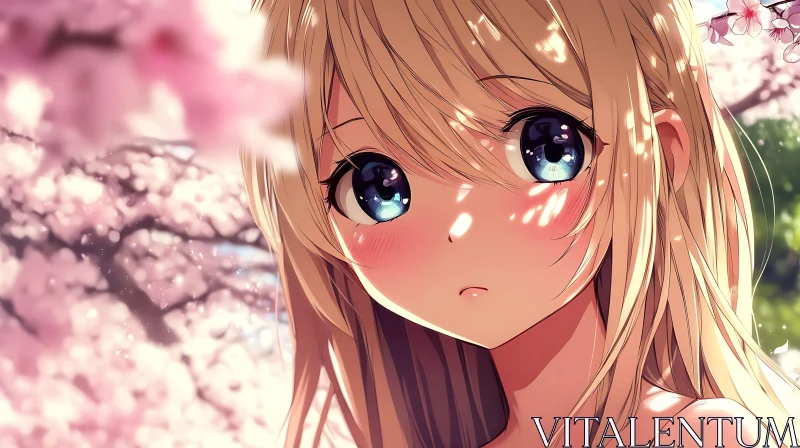 AI ART Serene Anime Character Amidst Cherry Blossoms