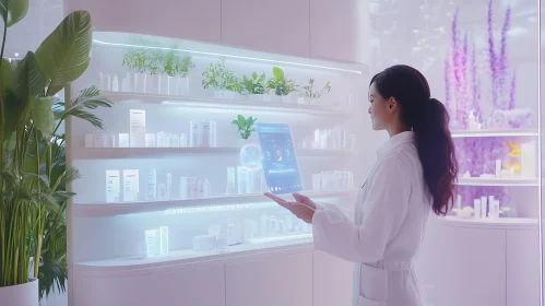 Futuristic Skincare Analysis with Digital Interface