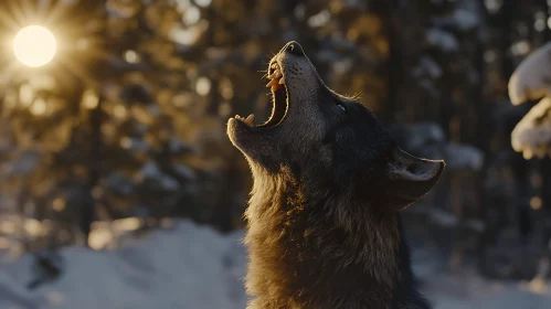 Wolf's Call in the Winter Wilderness