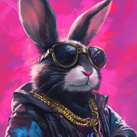 Rabbit in Urban Style with Pink Backdrop