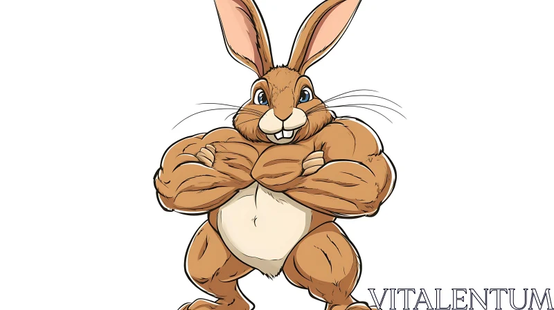 AI ART Cartoon Rabbit with Big Muscles