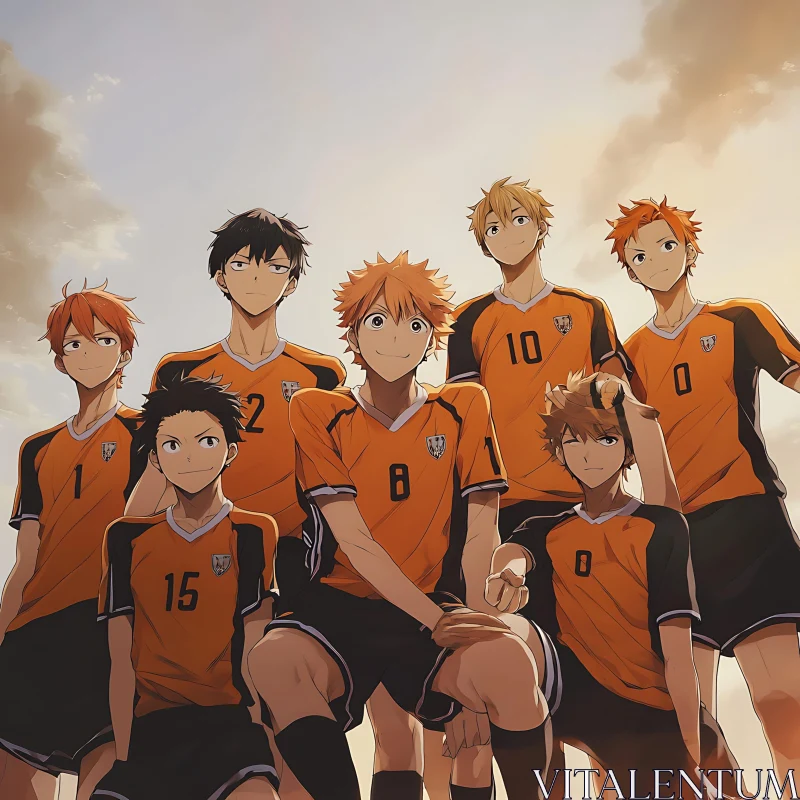 Team Spirit in Anime Volleyball AI Image