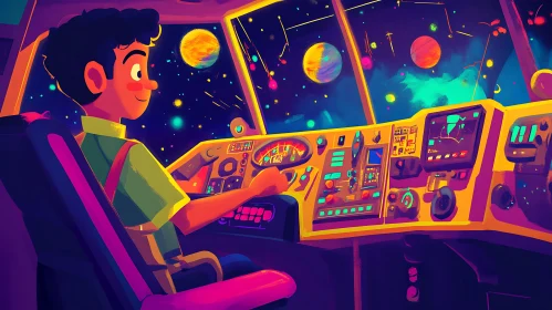 Space Pilot Cartoon Illustration